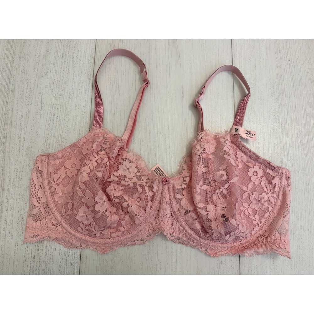 Victoria's Secret DREAM ANGELS Wicked Twinkle Strap Lace Balconette Bra Sz 38DD